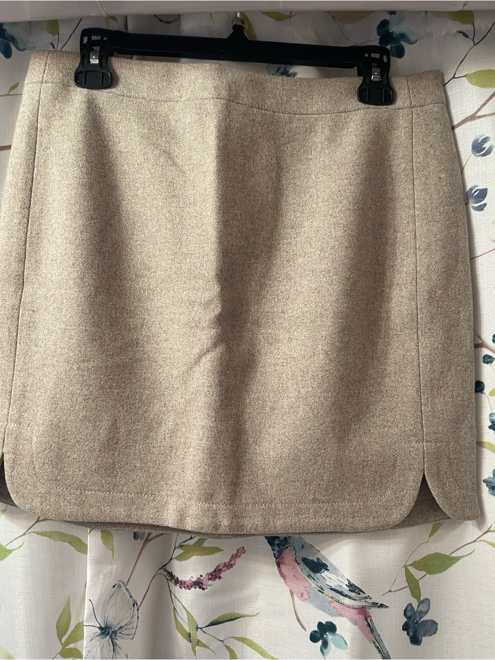 LOFT Beige Mini Skirt - A-Line Wool Blend